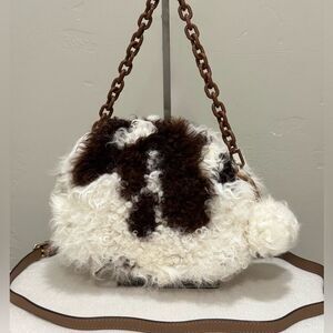 Handmade Natural Curly Shearling Handbag, Real Lamb Fur Shoulder Bag/Crossbody